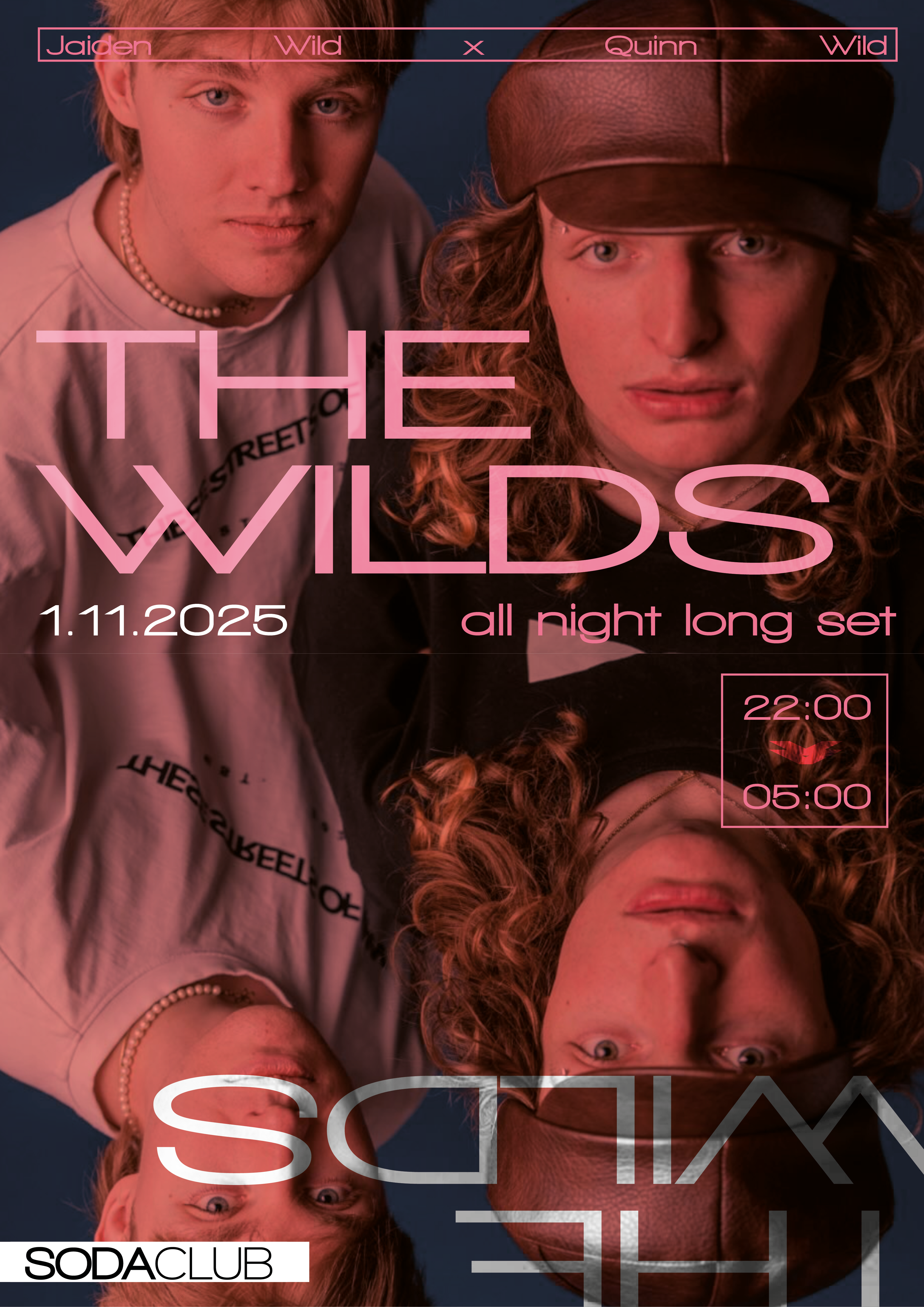 Eventplakat für SodaClub Salzburg – Gestaltung für das Musik-Event „The Wilds“ mit typografischem Design, Doppelbelichtung und modernem Editorial-Stil.